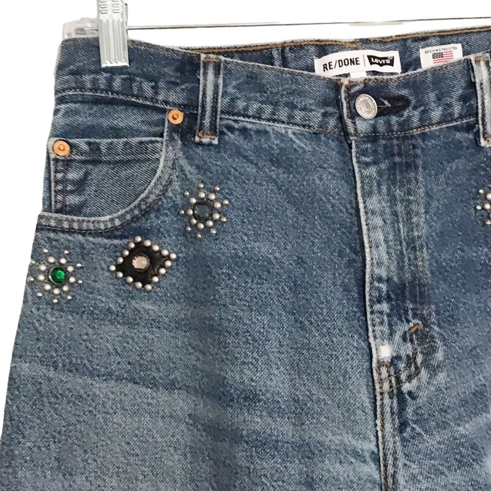 RE/DONE Originals 70s Straight in Indigo Stud Size 26 NWT - Picture 5 of 12